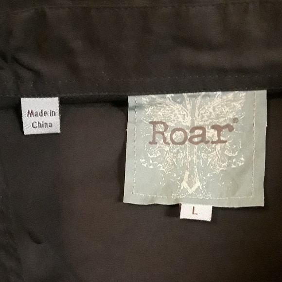 👹SOLD👹Roar Mens LG Velvet Spell Out Shirt Black - Picture 7 of 7